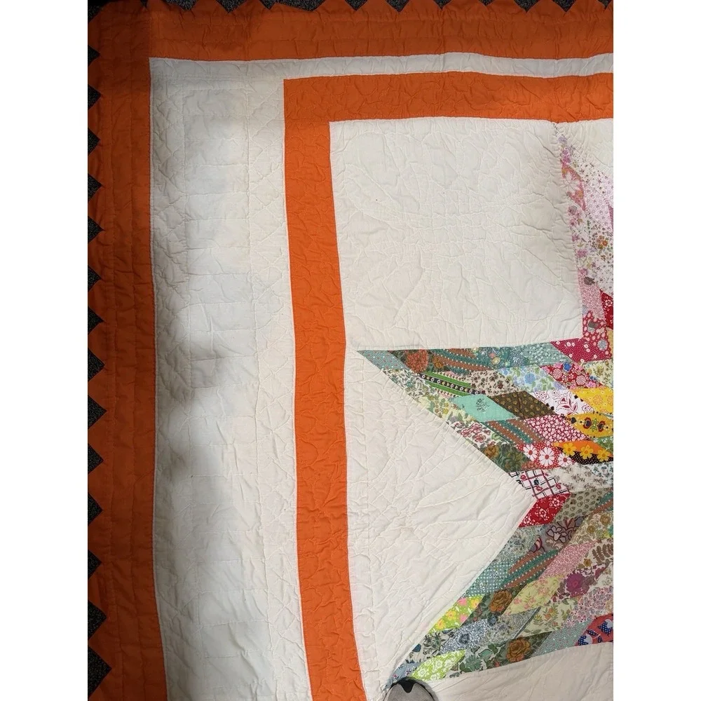 Gorgeous Vintage Lone Star Quilt Handmade 69x87 Prairie Edge Vibrant From Kansas